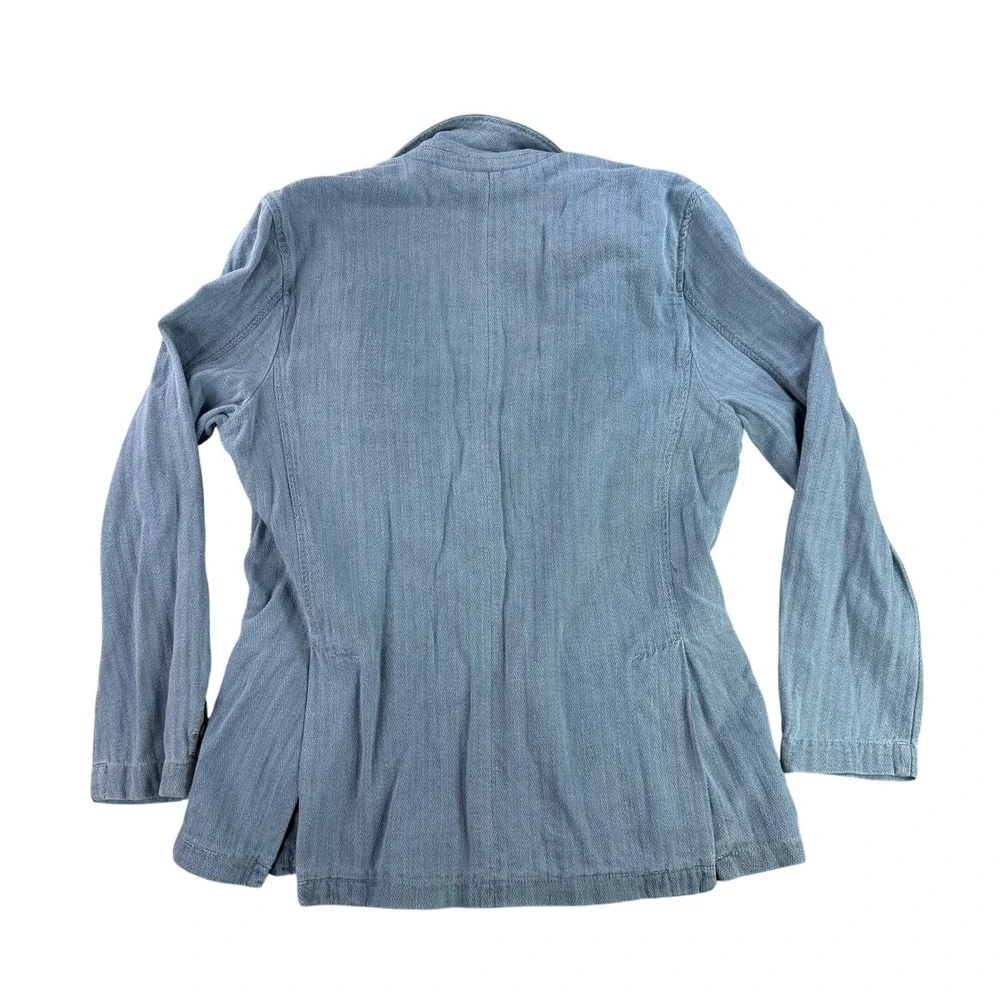 J. Peterman Horseman's Denim Jacket Men Large Light Indigo Linen Cotton J8678